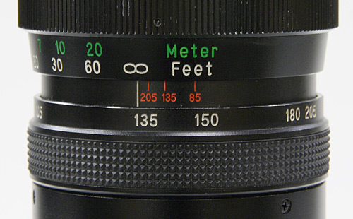 Infrared focus marks on a lens