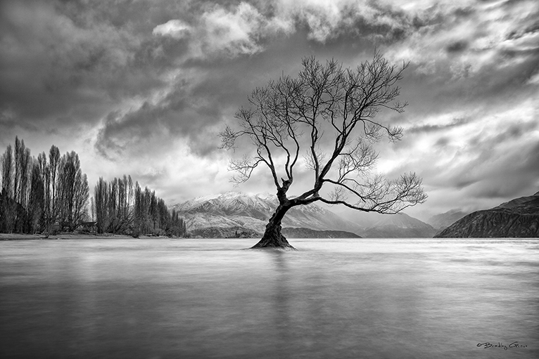 Looking towards Mt Alta from Lake Wanaka (New Zealand) on a gloomy early winter's day.