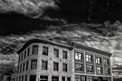 A monochrome infrared image of the Goldfield Hotel, in Goldfield, NV on October 14, 2016.